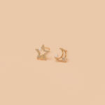 Aretes Dispar Luna y Estrella Perlita