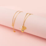 Collar Ojo Turco Celeste, Perla y Trébol - Imagen 2