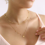 Collar Estrellas y Puntos Luz (plata bañada en oro) - Imagen 2